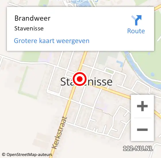 Locatie op kaart van de 112 melding: Brandweer Stavenisse op 14 juli 2023 18:17