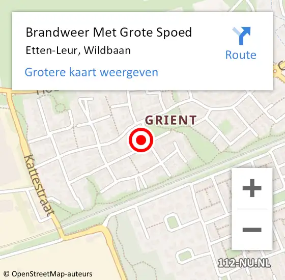 Locatie op kaart van de 112 melding: Brandweer Met Grote Spoed Naar Etten-Leur, Wildbaan op 14 juli 2023 18:24