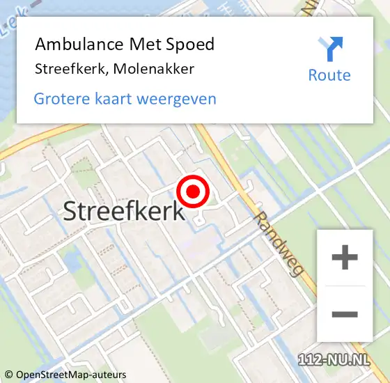 Locatie op kaart van de 112 melding: Ambulance Met Spoed Naar Streefkerk, Molenakker op 14 juli 2023 18:44