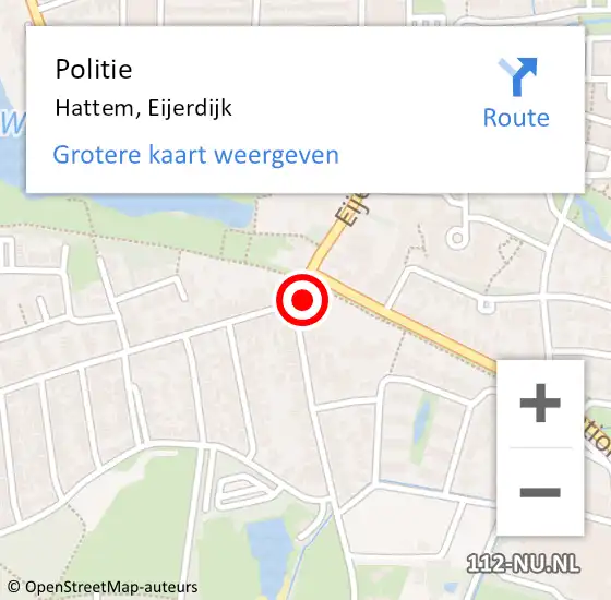 Locatie op kaart van de 112 melding: Politie Hattem, Eijerdijk op 14 juli 2023 19:01