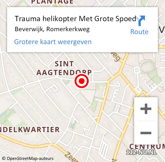 Locatie op kaart van de 112 melding: Trauma helikopter Met Grote Spoed Naar Beverwijk, Romerkerkweg op 14 juli 2023 19:07