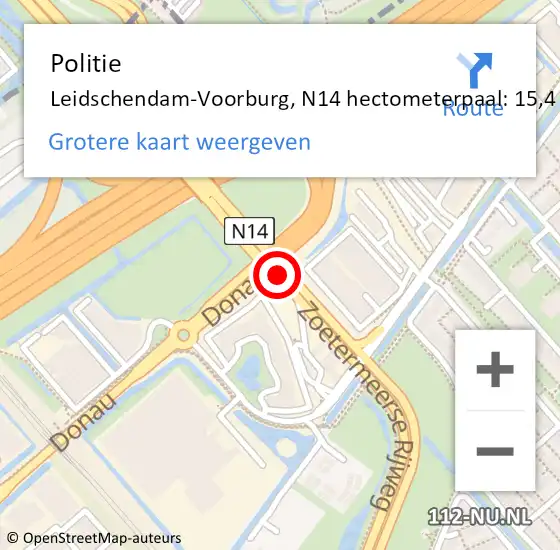 Locatie op kaart van de 112 melding: Politie Leidschendam-Voorburg, N14 hectometerpaal: 15,4 op 14 juli 2023 19:29