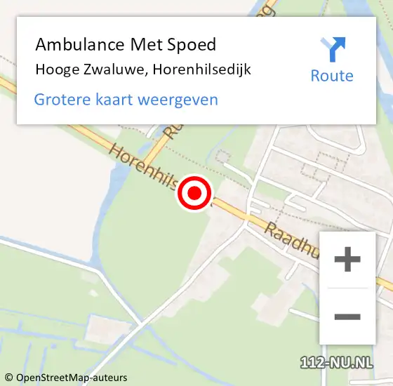 Locatie op kaart van de 112 melding: Ambulance Met Spoed Naar Hooge Zwaluwe, Horenhilsedijk op 1 september 2014 17:31