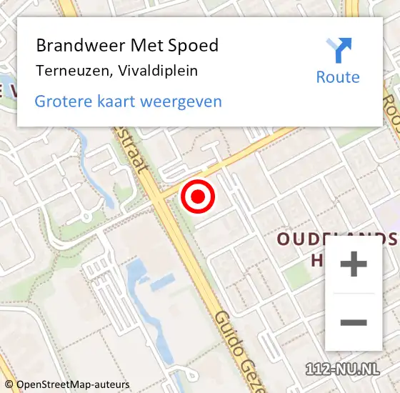 Locatie op kaart van de 112 melding: Brandweer Met Spoed Naar Terneuzen, Vivaldiplein op 14 juli 2023 19:37