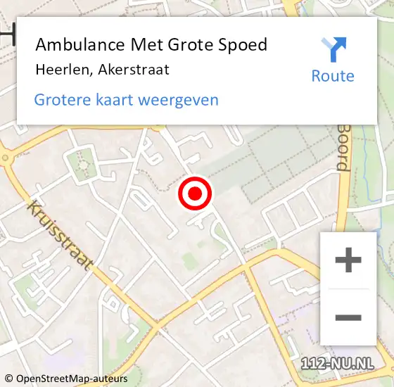 Locatie op kaart van de 112 melding: Ambulance Met Grote Spoed Naar Heerlen, Akerstraat op 14 juli 2023 19:48