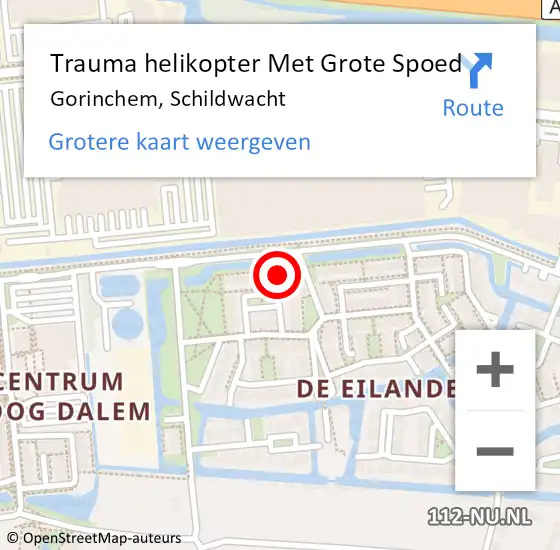 Locatie op kaart van de 112 melding: Trauma helikopter Met Grote Spoed Naar Gorinchem, Schildwacht op 14 juli 2023 20:04