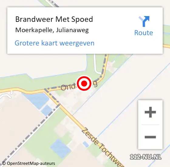 Locatie op kaart van de 112 melding: Brandweer Met Spoed Naar Moerkapelle, Julianaweg op 13 oktober 2013 11:29