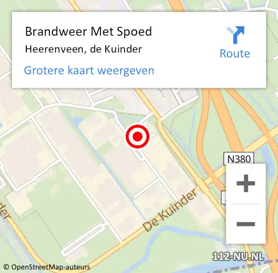 Locatie op kaart van de 112 melding: Brandweer Met Spoed Naar Heerenveen, de Kuinder op 14 juli 2023 20:09