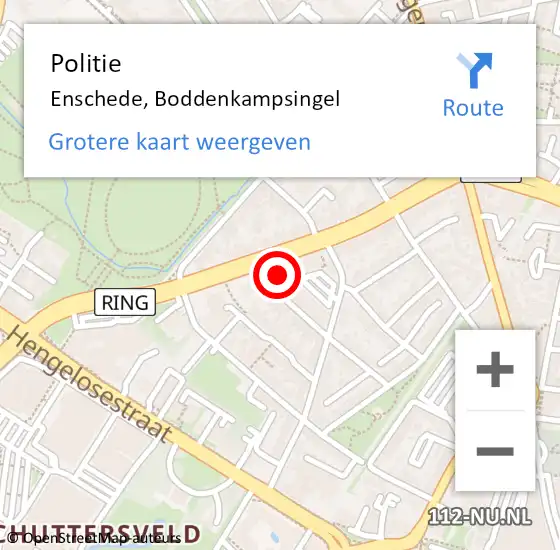 Locatie op kaart van de 112 melding: Politie Enschede, Boddenkampsingel op 14 juli 2023 20:10