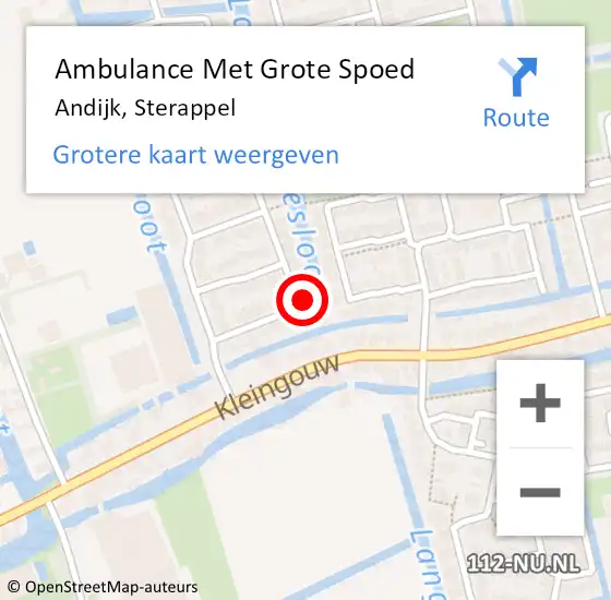 Locatie op kaart van de 112 melding: Ambulance Met Grote Spoed Naar Andijk, Sterappel op 14 juli 2023 20:10