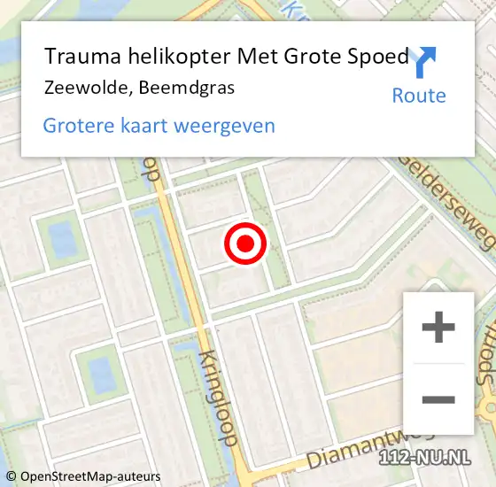Locatie op kaart van de 112 melding: Trauma helikopter Met Grote Spoed Naar Zeewolde, Beemdgras op 14 juli 2023 20:19