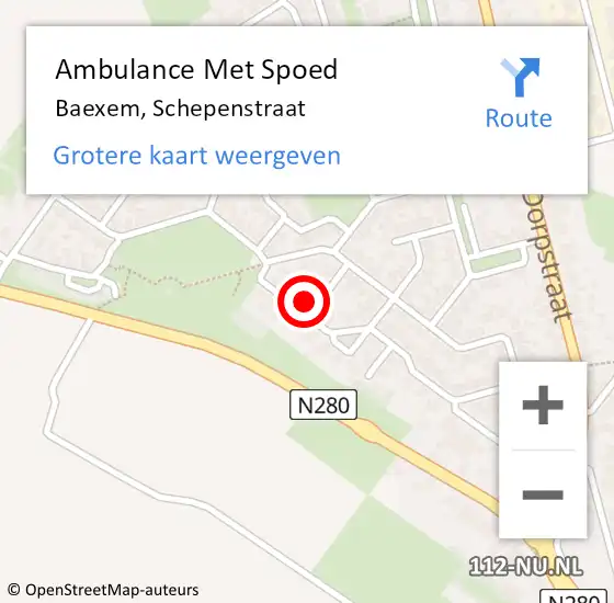 Locatie op kaart van de 112 melding: Ambulance Met Spoed Naar Baexem, Schepenstraat op 1 september 2014 17:39