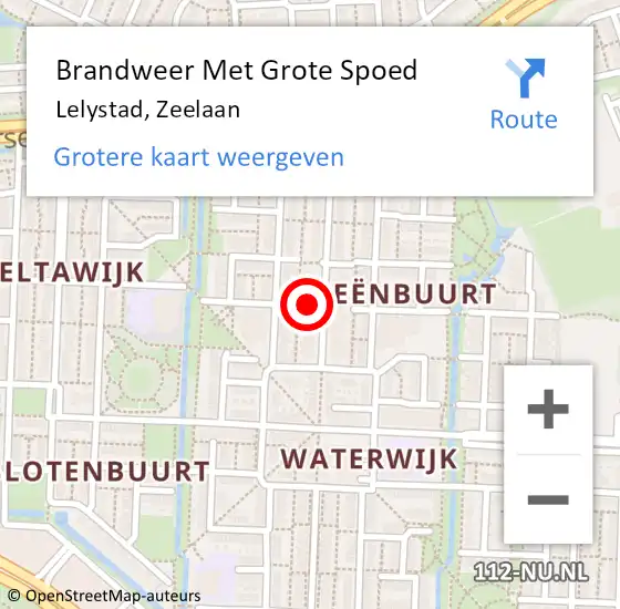 Locatie op kaart van de 112 melding: Brandweer Met Grote Spoed Naar Lelystad, Zeelaan op 14 juli 2023 20:37