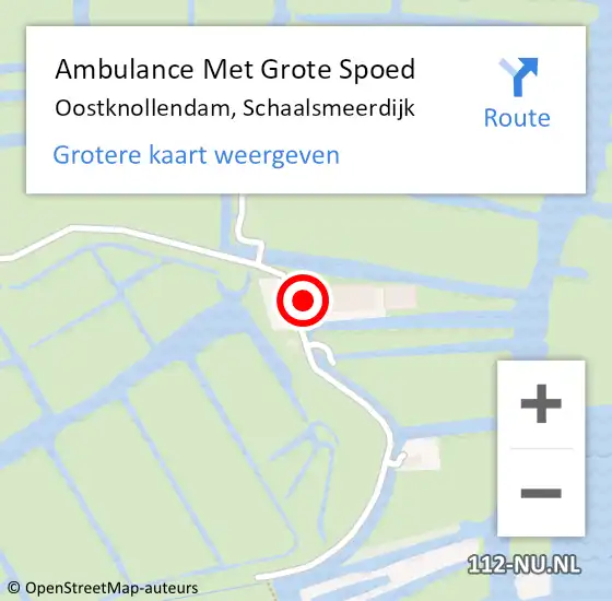 Locatie op kaart van de 112 melding: Ambulance Met Grote Spoed Naar Oostknollendam, Schaalsmeerdijk op 14 juli 2023 20:46