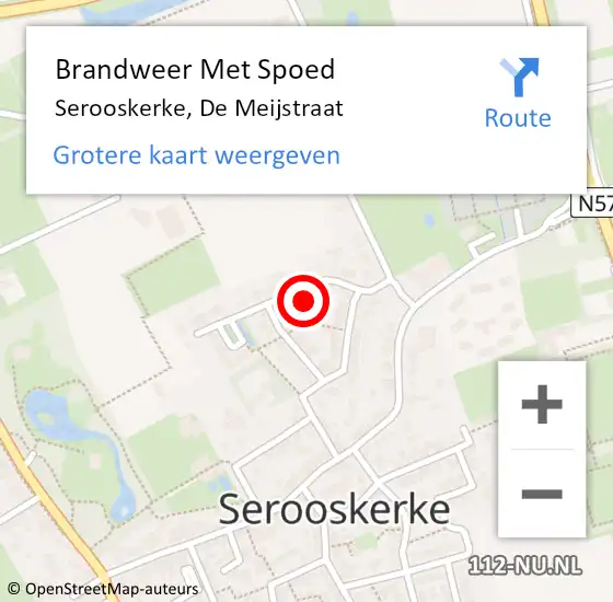 Locatie op kaart van de 112 melding: Brandweer Met Spoed Naar Serooskerke, De Meijstraat op 14 juli 2023 20:52
