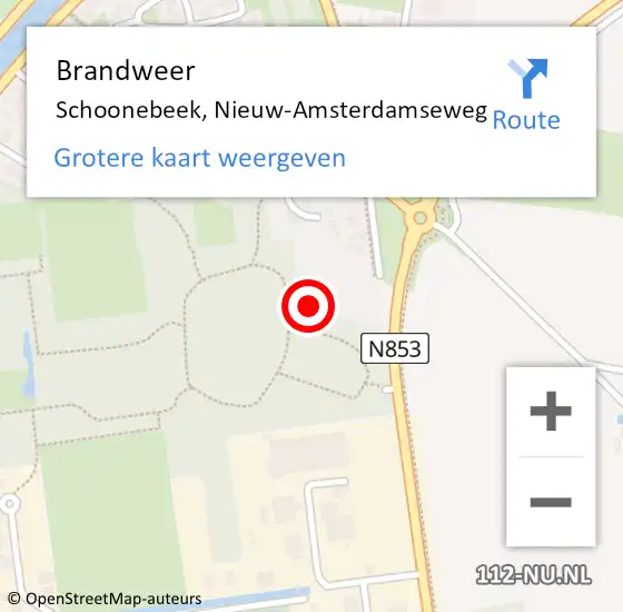 Locatie op kaart van de 112 melding: Brandweer Schoonebeek, Nieuw-Amsterdamseweg op 14 juli 2023 21:05