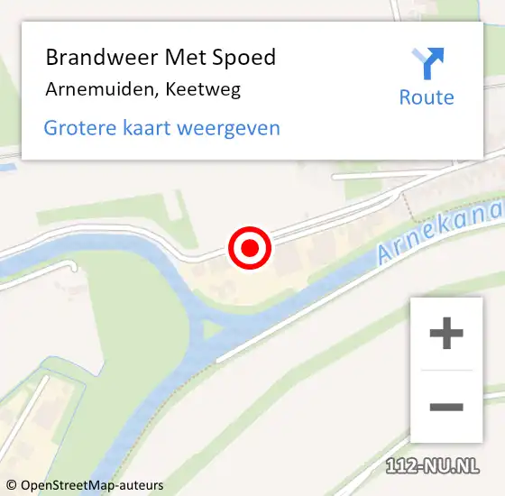 Locatie op kaart van de 112 melding: Brandweer Met Spoed Naar Arnemuiden, Keetweg op 14 juli 2023 21:28