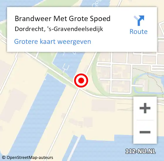 Locatie op kaart van de 112 melding: Brandweer Met Grote Spoed Naar Dordrecht, 's-Gravendeelsedijk op 14 juli 2023 21:28