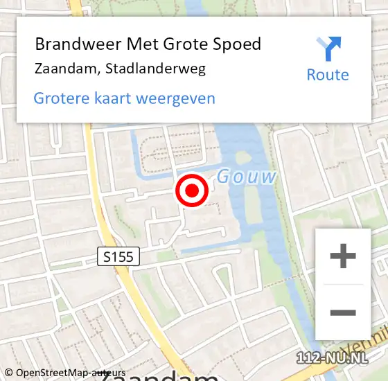 Locatie op kaart van de 112 melding: Brandweer Met Grote Spoed Naar Zaandam, Stadlanderweg op 14 juli 2023 21:36