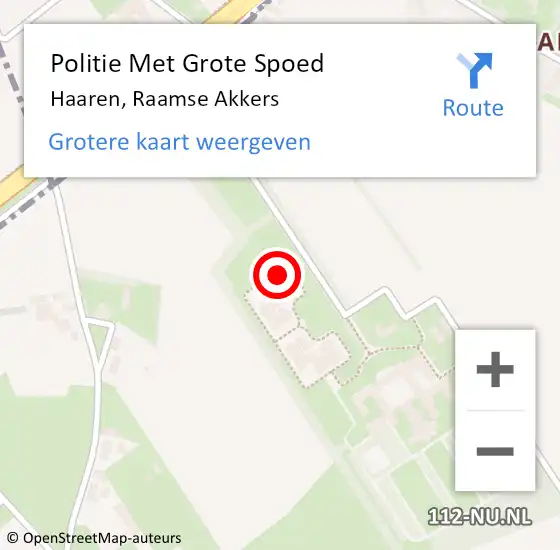 Locatie op kaart van de 112 melding: Politie Met Grote Spoed Naar Haaren, Raamse Akkers op 14 juli 2023 22:09