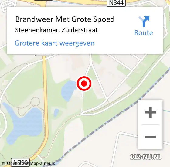 Locatie op kaart van de 112 melding: Brandweer Met Grote Spoed Naar Steenenkamer, Zuiderstraat op 14 juli 2023 22:25