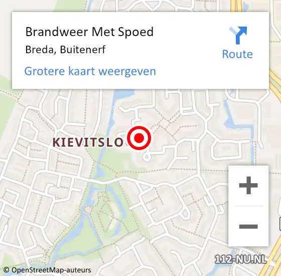 Locatie op kaart van de 112 melding: Brandweer Met Spoed Naar Breda, Buitenerf op 14 juli 2023 22:26
