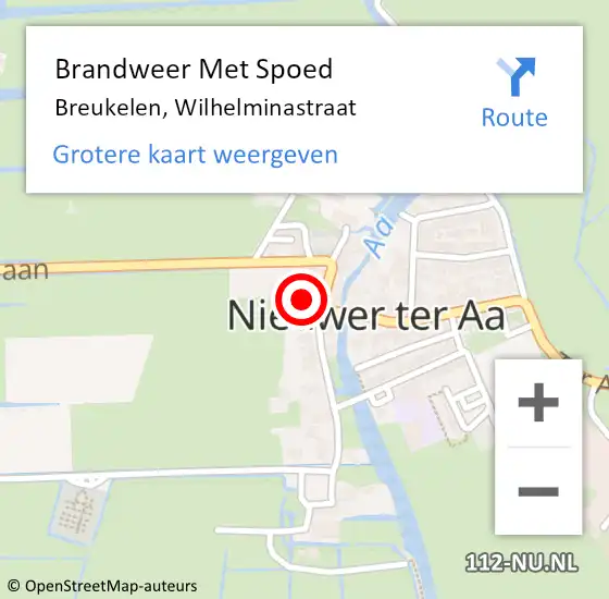 Locatie op kaart van de 112 melding: Brandweer Met Spoed Naar Breukelen, Wilhelminastraat op 14 juli 2023 22:31