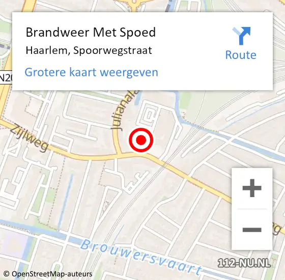 Locatie op kaart van de 112 melding: Brandweer Met Spoed Naar Haarlem, Spoorwegstraat op 14 juli 2023 22:35