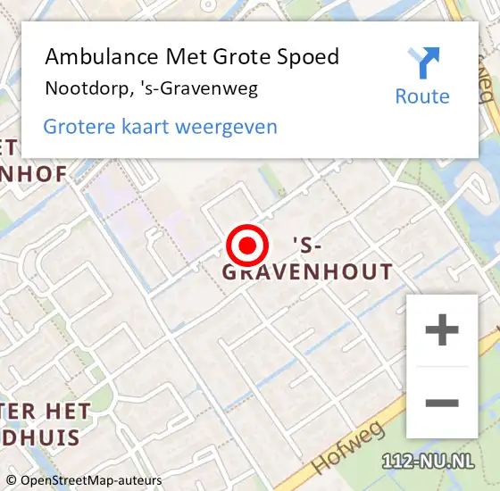 Locatie op kaart van de 112 melding: Ambulance Met Grote Spoed Naar Nootdorp, 's-Gravenweg op 14 juli 2023 22:58