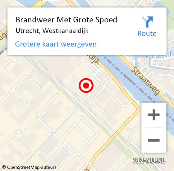 Locatie op kaart van de 112 melding: Brandweer Met Grote Spoed Naar Utrecht, Westkanaaldijk op 14 juli 2023 23:30