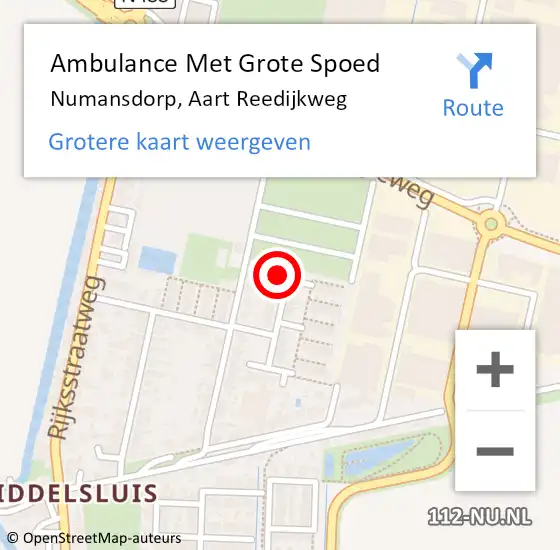 Locatie op kaart van de 112 melding: Ambulance Met Grote Spoed Naar Numansdorp, Aart Reedijkweg op 14 juli 2023 23:43