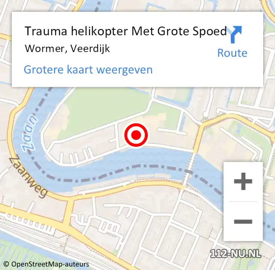 Locatie op kaart van de 112 melding: Trauma helikopter Met Grote Spoed Naar Wormer, Veerdijk op 14 juli 2023 23:50