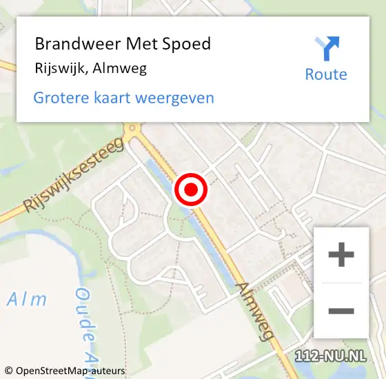 Locatie op kaart van de 112 melding: Brandweer Met Spoed Naar Rijswijk, Almweg op 15 juli 2023 01:14