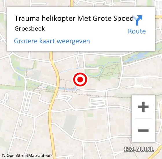 Locatie op kaart van de 112 melding: Trauma helikopter Met Grote Spoed Naar Groesbeek op 15 juli 2023 01:21