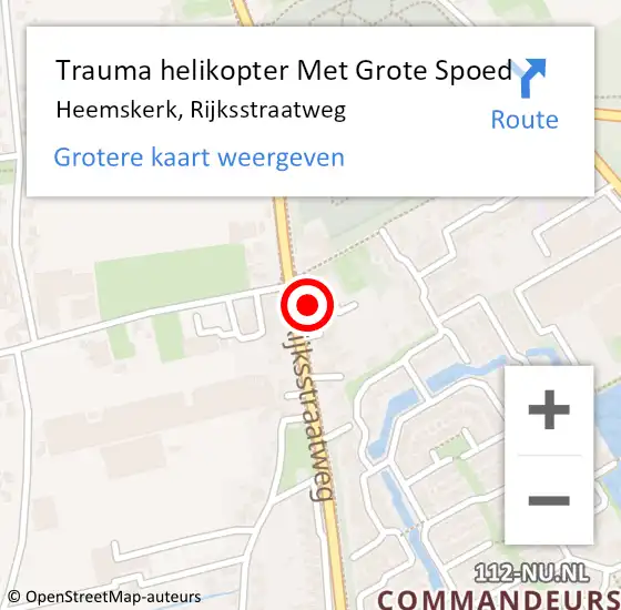 Locatie op kaart van de 112 melding: Trauma helikopter Met Grote Spoed Naar Heemskerk, Rijksstraatweg op 15 juli 2023 01:33