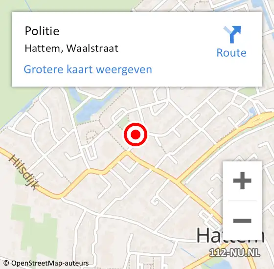 Locatie op kaart van de 112 melding: Politie Hattem, Waalstraat op 15 juli 2023 01:42