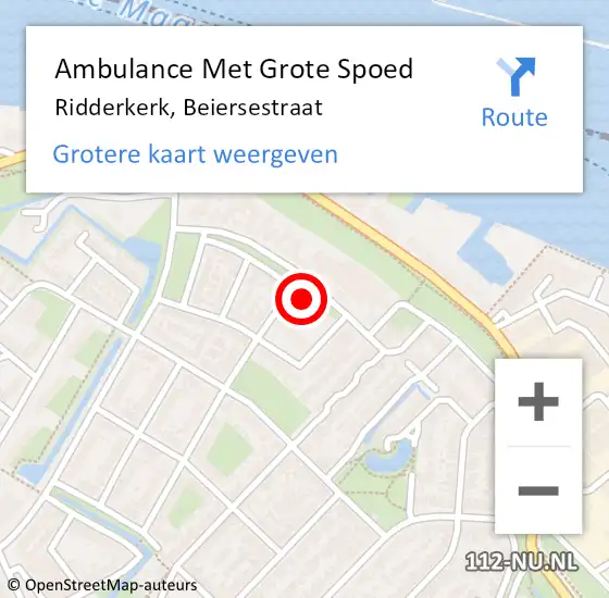 Locatie op kaart van de 112 melding: Ambulance Met Grote Spoed Naar Ridderkerk, Beiersestraat op 15 juli 2023 02:09