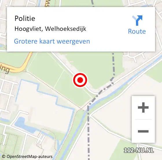 Locatie op kaart van de 112 melding: Politie Hoogvliet, Welhoeksedijk op 15 juli 2023 02:15