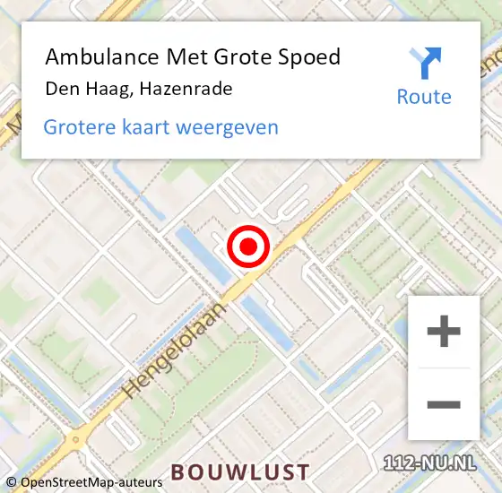 Locatie op kaart van de 112 melding: Ambulance Met Grote Spoed Naar Den Haag, Hazenrade op 15 juli 2023 02:18