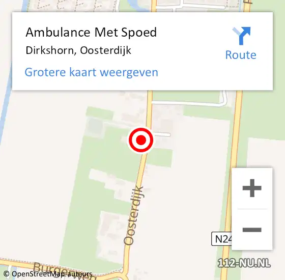 Locatie op kaart van de 112 melding: Ambulance Met Spoed Naar Dirkshorn, Oosterdijk op 15 juli 2023 02:19