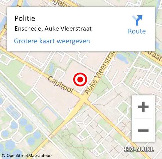 Locatie op kaart van de 112 melding: Politie Enschede, Auke Vleerstraat op 15 juli 2023 02:21