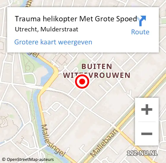 Locatie op kaart van de 112 melding: Trauma helikopter Met Grote Spoed Naar Utrecht, Mulderstraat op 15 juli 2023 03:08