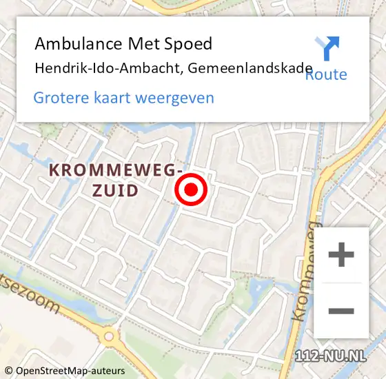 Locatie op kaart van de 112 melding: Ambulance Met Spoed Naar Hendrik-Ido-Ambacht, Gemeenlandskade op 15 juli 2023 03:42
