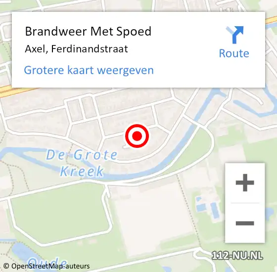 Locatie op kaart van de 112 melding: Brandweer Met Spoed Naar Axel, Ferdinandstraat op 15 juli 2023 03:53