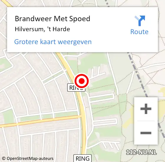 Locatie op kaart van de 112 melding: Brandweer Met Spoed Naar Hilversum, 't Harde op 15 juli 2023 04:14