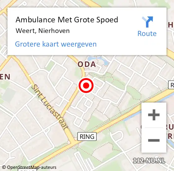 Locatie op kaart van de 112 melding: Ambulance Met Grote Spoed Naar Weert, Nierhoven op 15 juli 2023 04:35