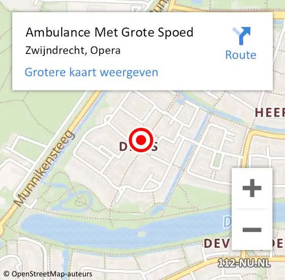 Locatie op kaart van de 112 melding: Ambulance Met Grote Spoed Naar Zwijndrecht, Opera op 15 juli 2023 04:40