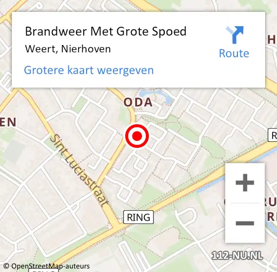 Locatie op kaart van de 112 melding: Brandweer Met Grote Spoed Naar Weert, Nierhoven op 15 juli 2023 04:59