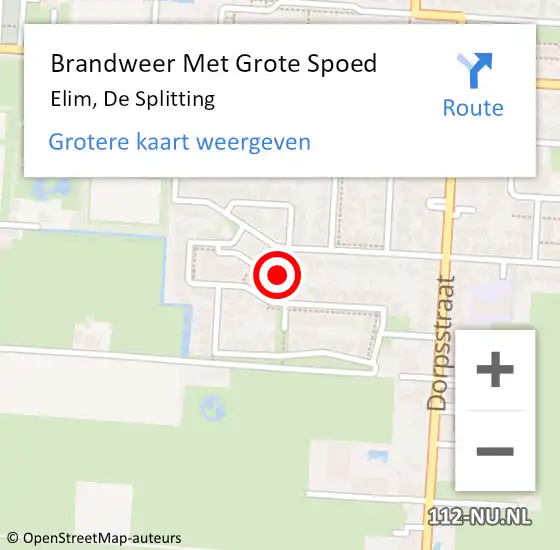 Locatie op kaart van de 112 melding: Brandweer Met Grote Spoed Naar Elim, De Splitting op 15 juli 2023 05:47