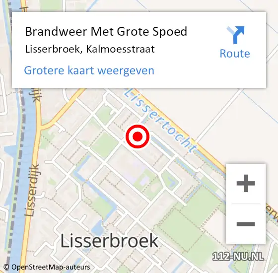 Locatie op kaart van de 112 melding: Brandweer Met Grote Spoed Naar Lisserbroek, Kalmoesstraat op 15 juli 2023 07:18